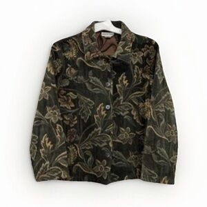 Vintage Robyne Faune Sz M Floral Tapestry Jacket Long Sleeve Button Front Blazer